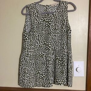 LOFT Green and White Spotted Tank Top